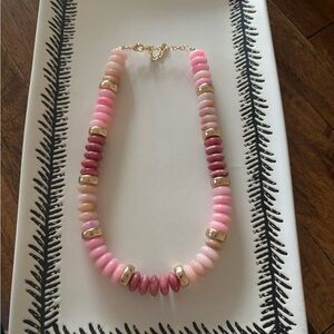 Elegant Pink and Gold Beaded Necklace